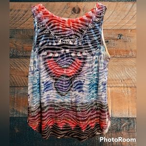 Super cute multicolor tank size XL by Barcode Clothing. Made in the USA.